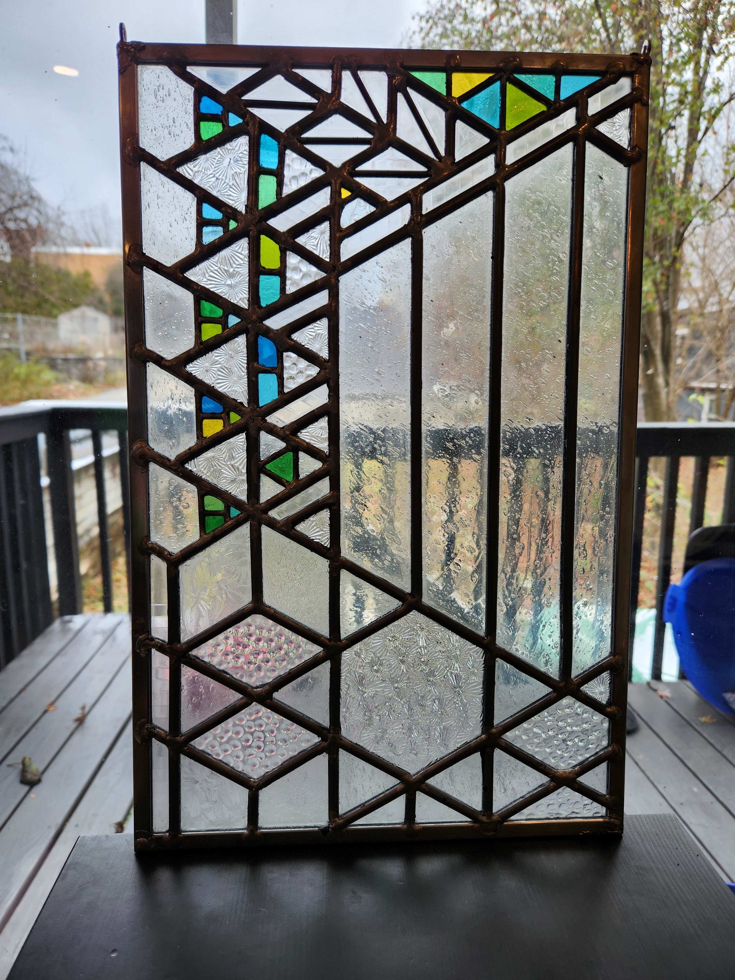 "Hex" Stained Glass Panel