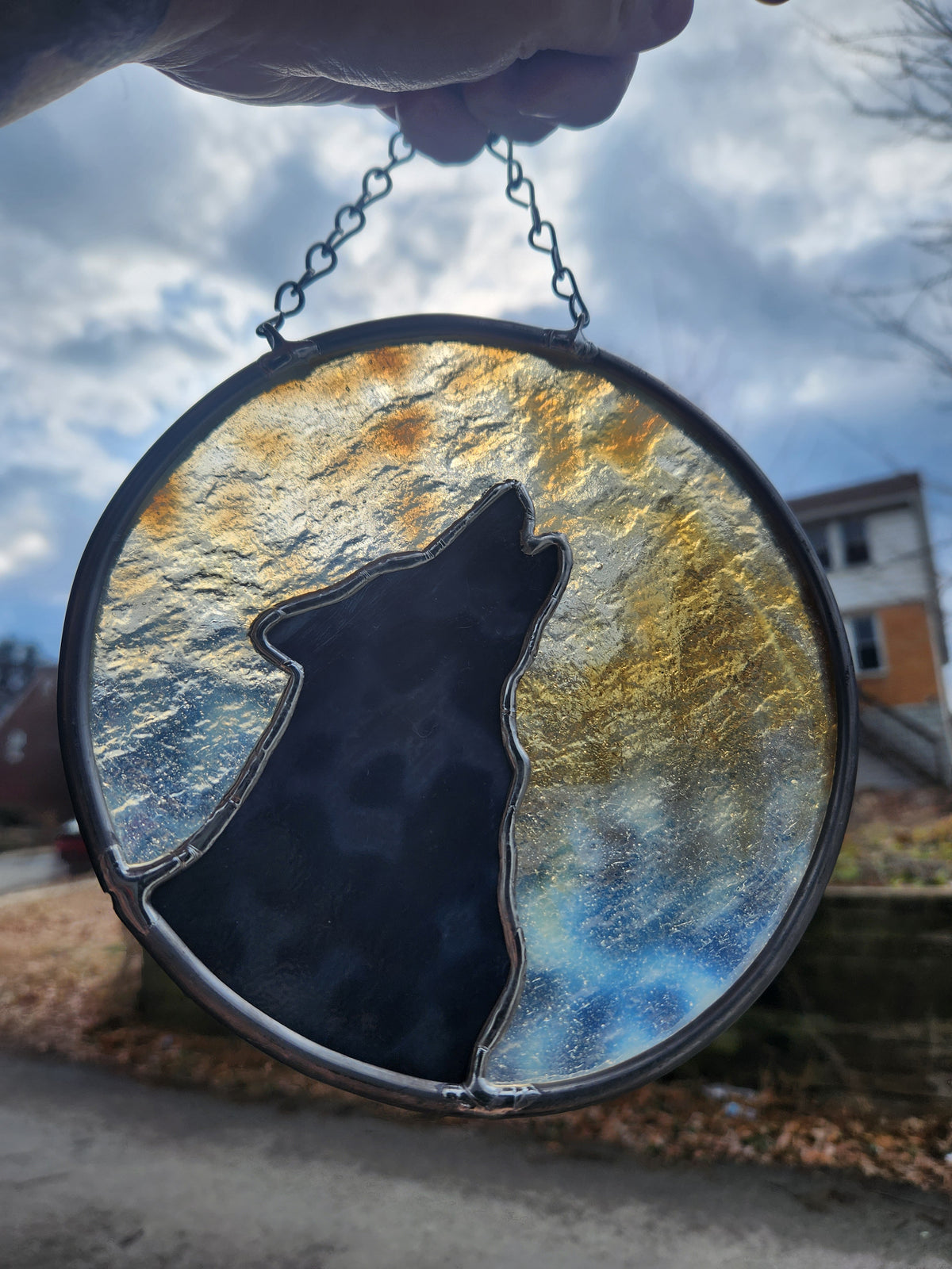 Howling Wolf - Stained Glass Suncatcher