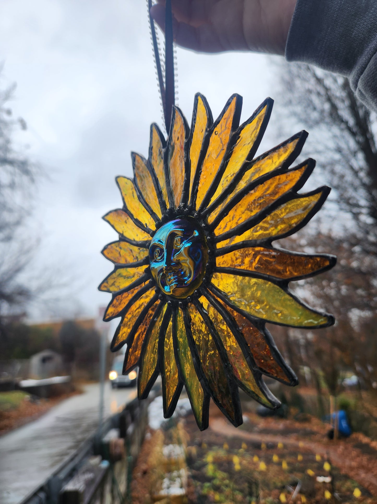Dichroic Faceflower Stained Glass Suncatcher