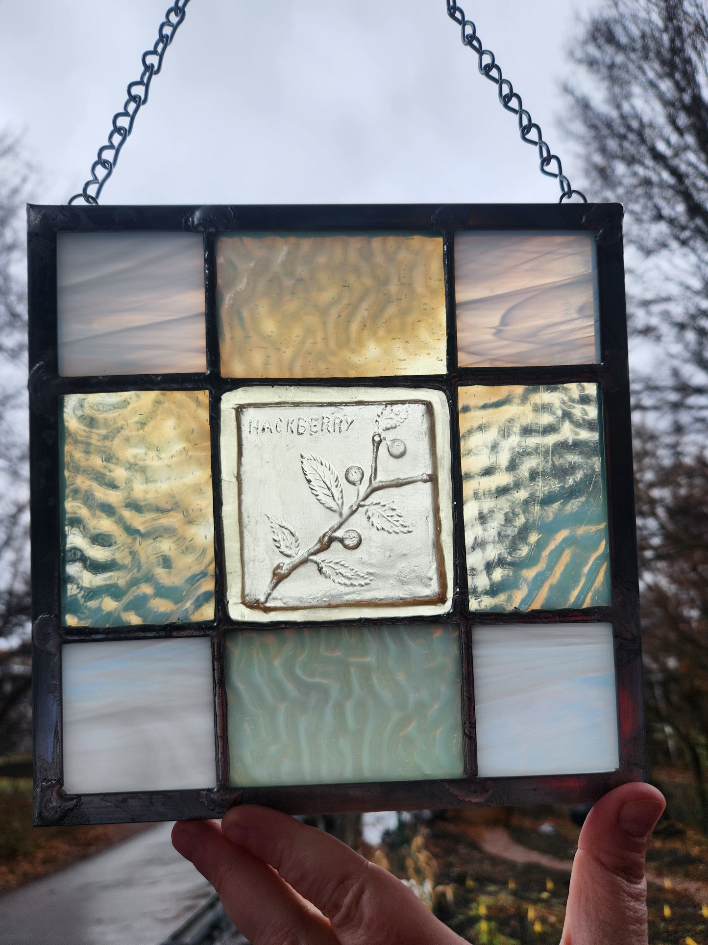 "Hackberry" Stained Glass Panel