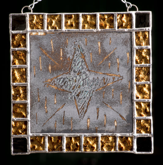 Copper Carbonate Abstract Stained Glass Panel