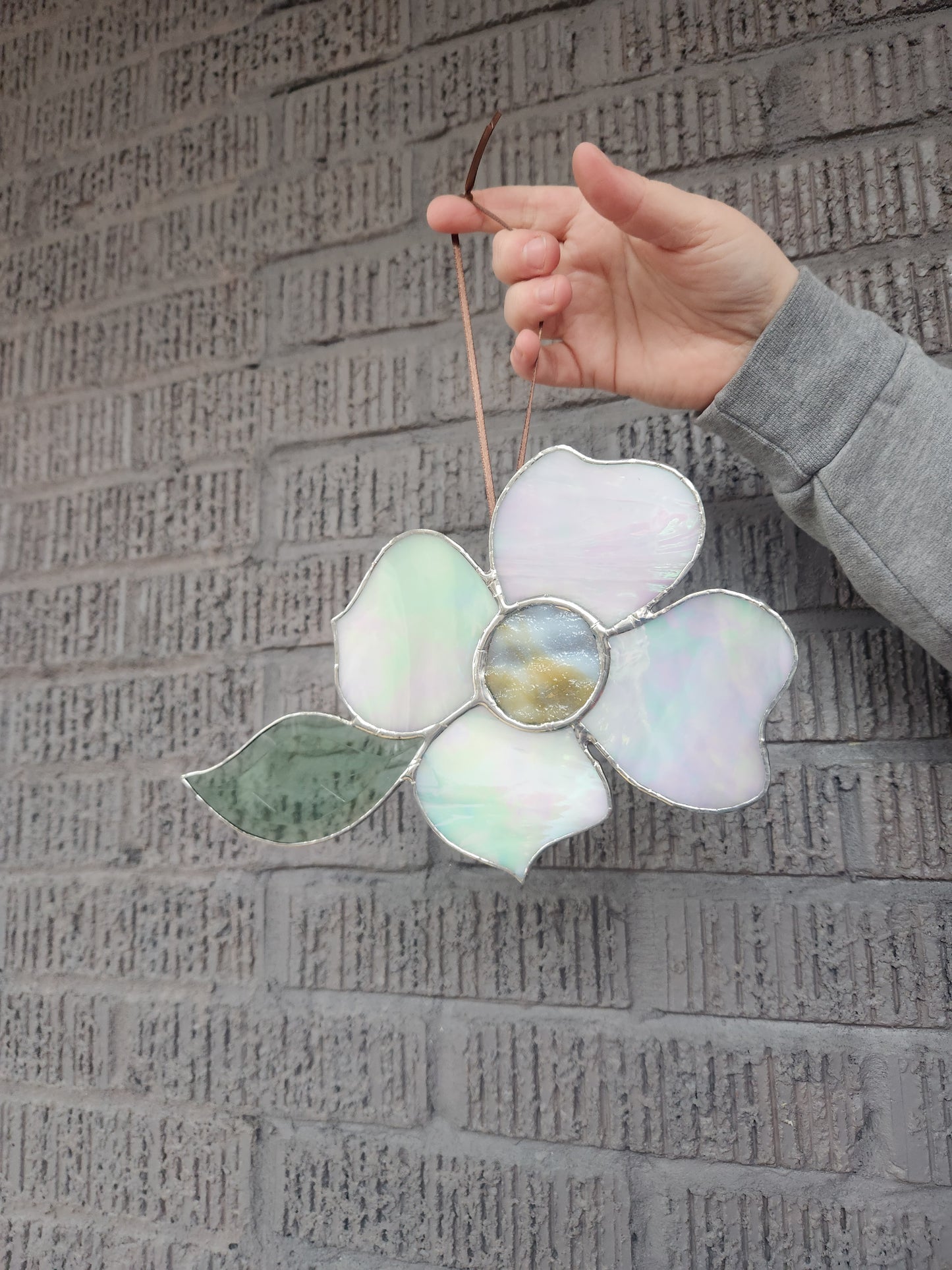 Dogwood Stained Glass Suncatcher