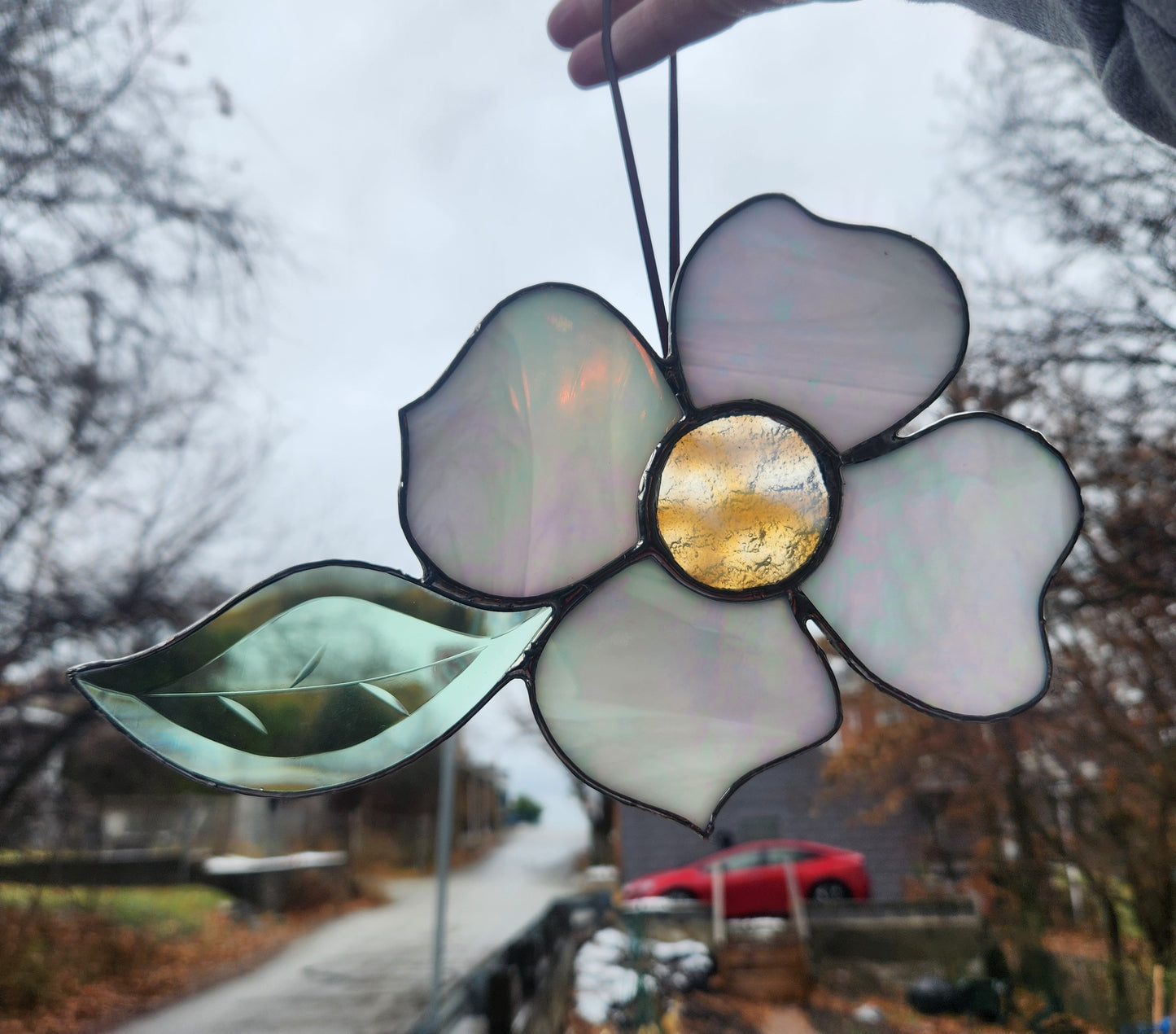 Dogwood Stained Glass Suncatcher