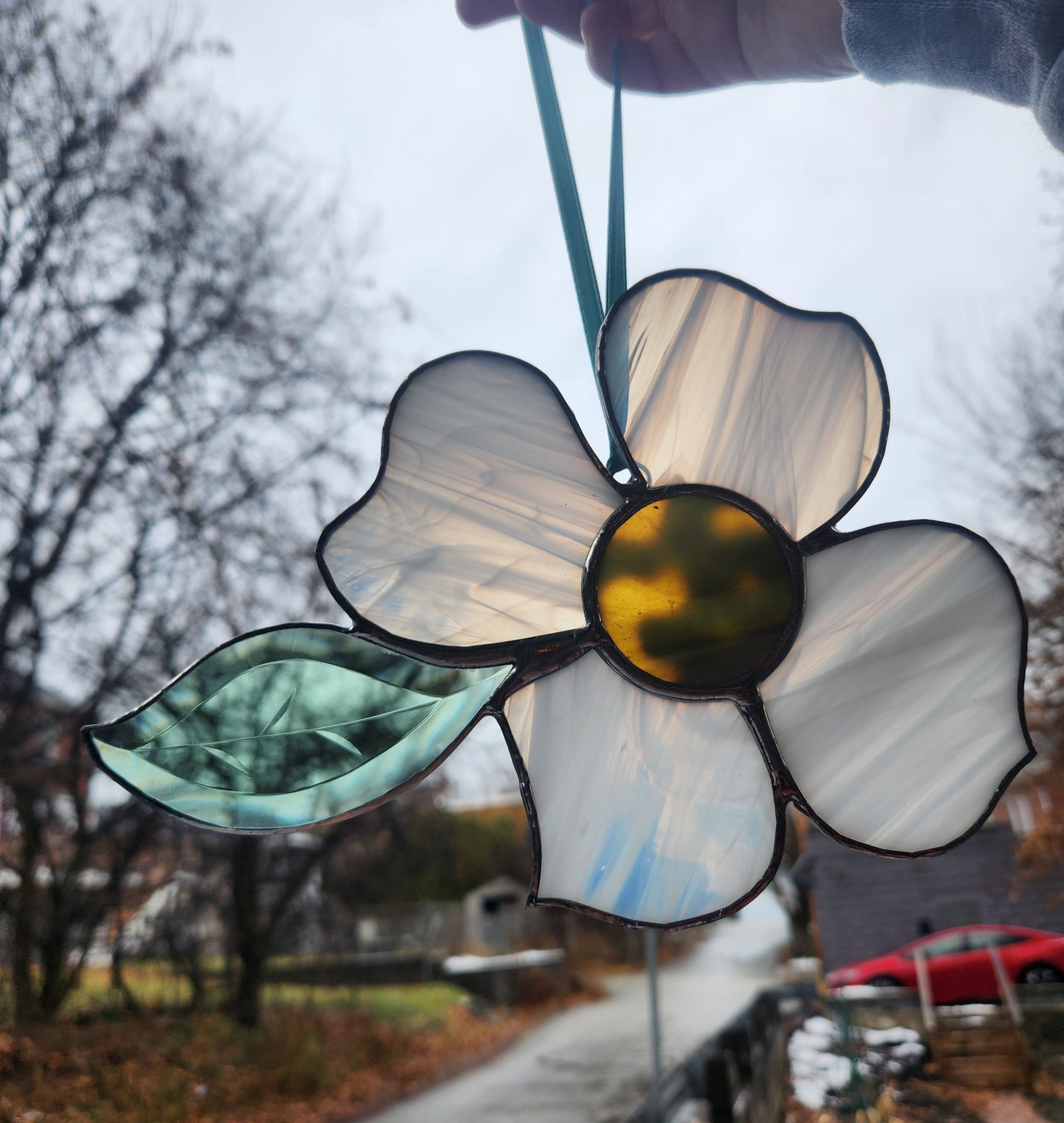Dogwood Stained Glass Suncatcher
