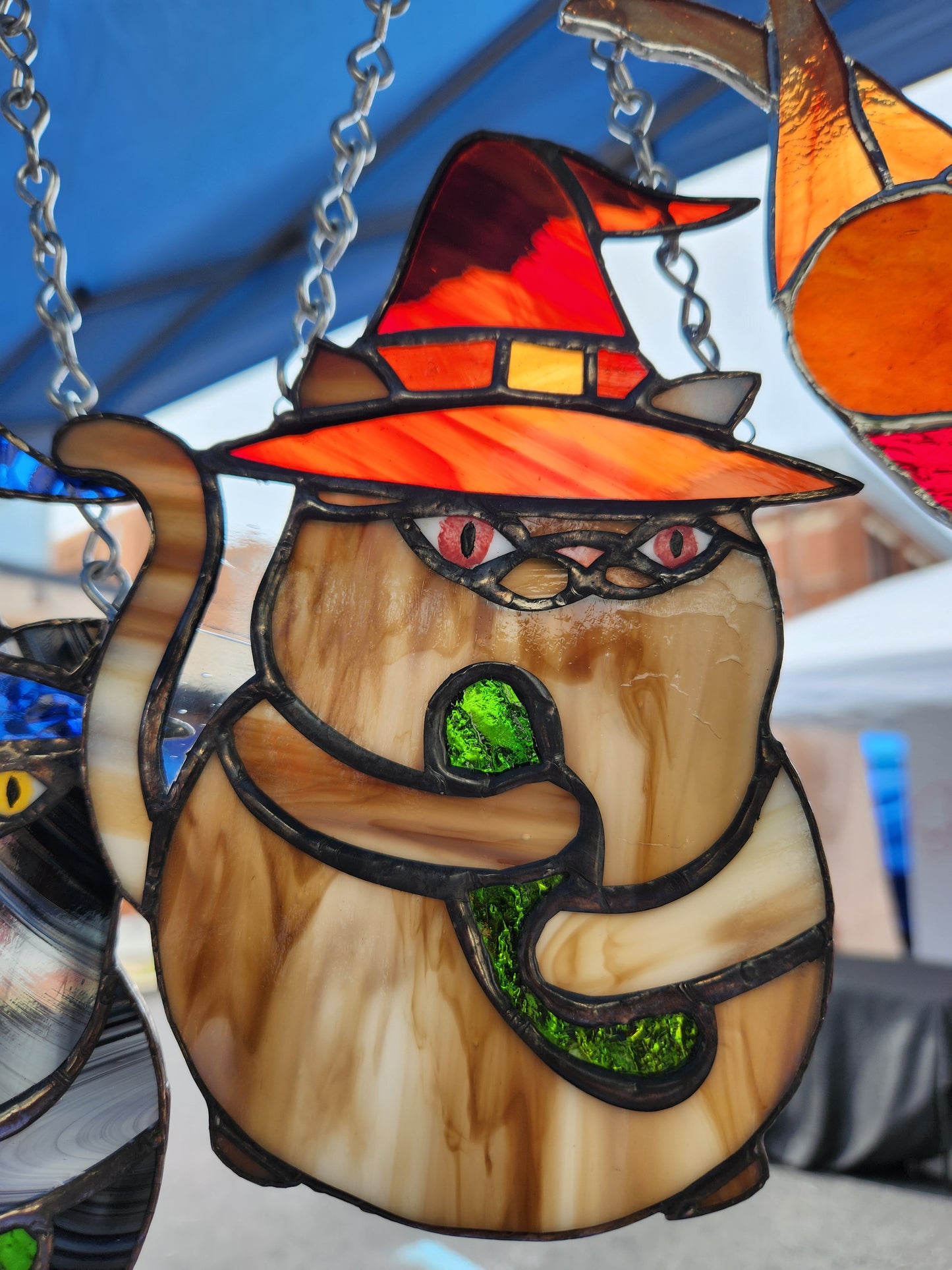 "Pickle Cat" Stained Glass Suncatcher