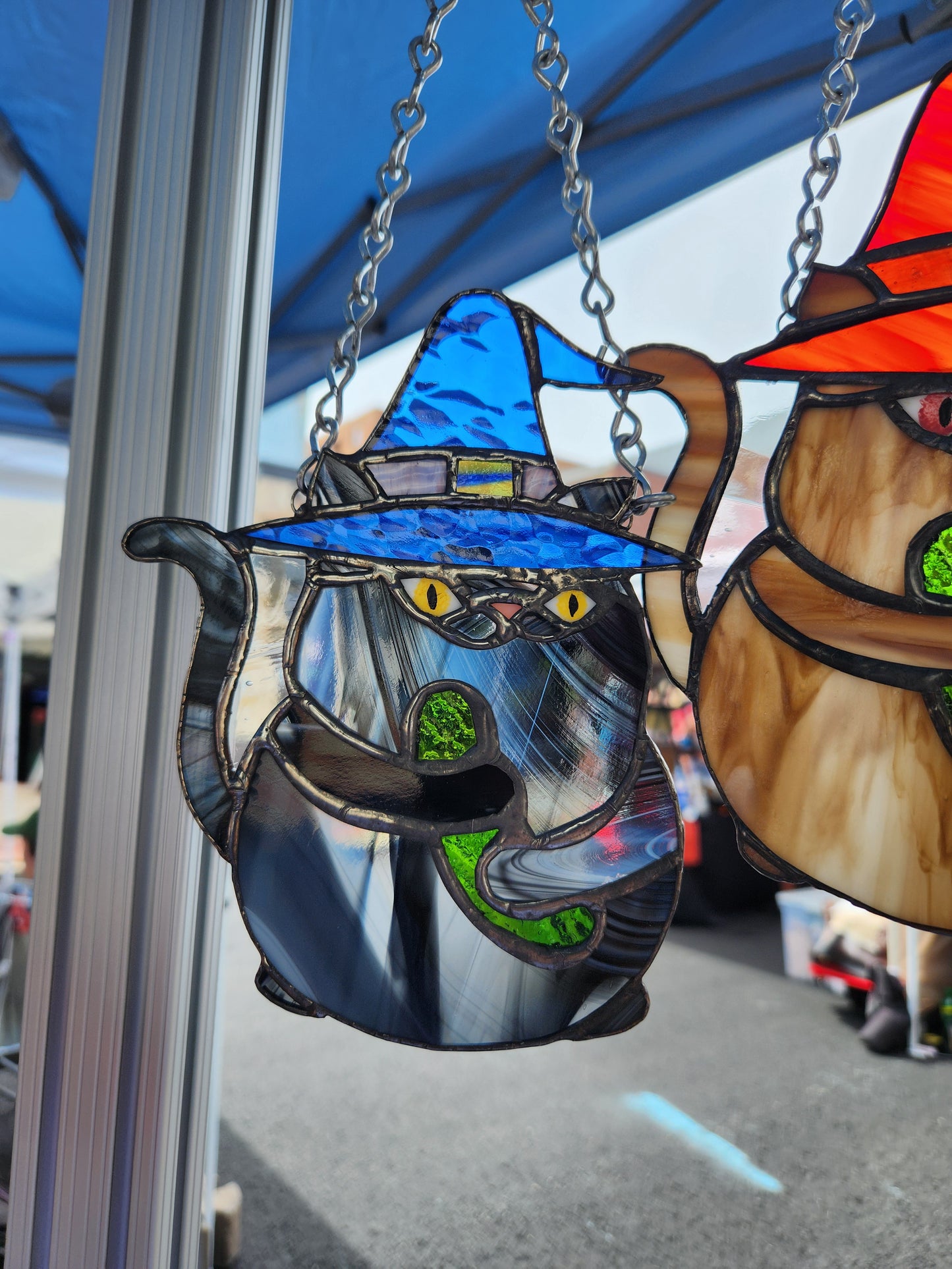 "Pickle Cat" Stained Glass Suncatcher
