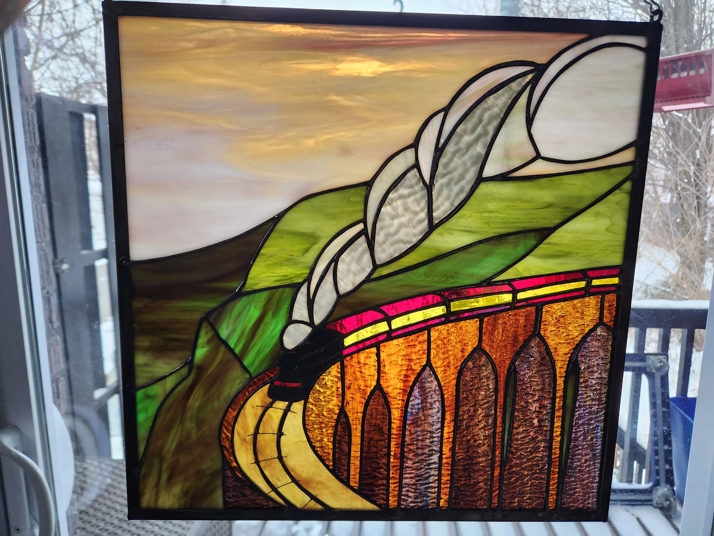 Train Stained Glass Panel
