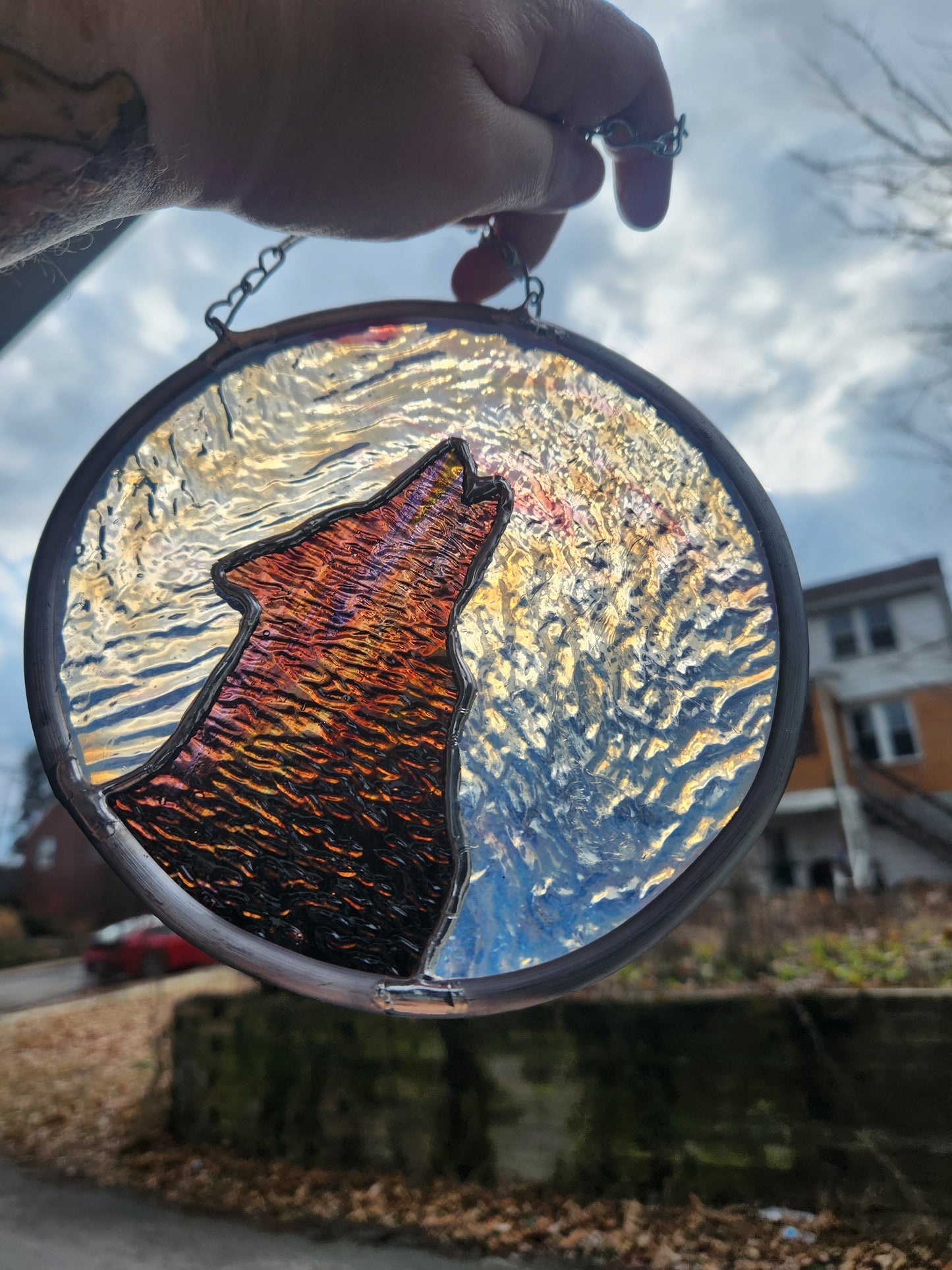 Howling Wolf - Stained Glass Suncatcher