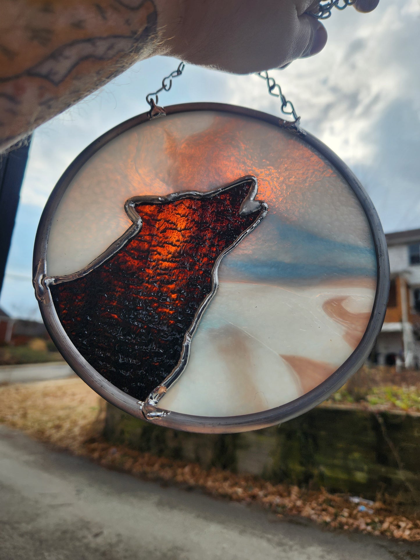 Howling Wolf - Stained Glass Suncatcher