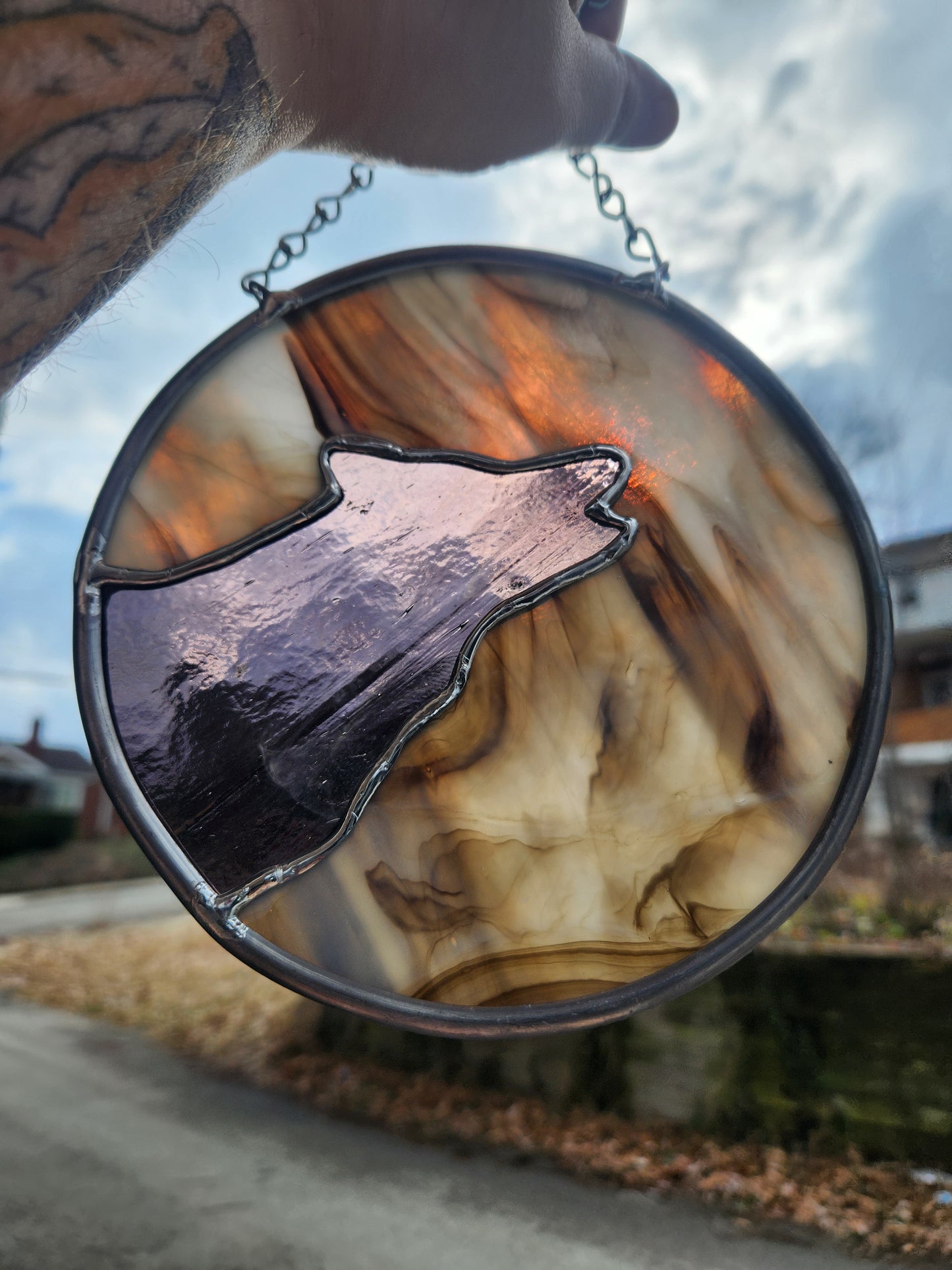 Howling Wolf - Stained Glass Suncatcher