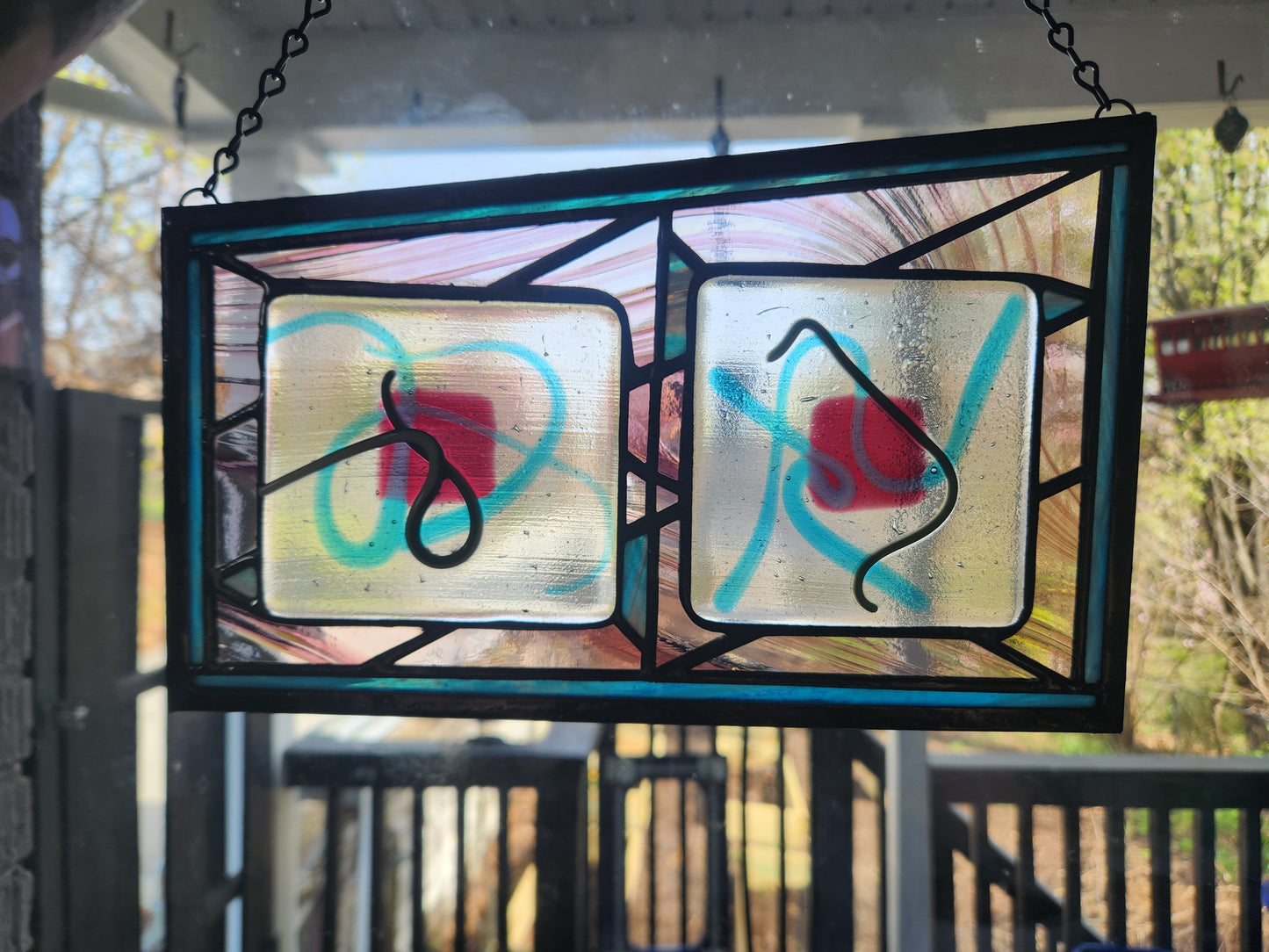 Midcentury Modern Stained Glass Panel