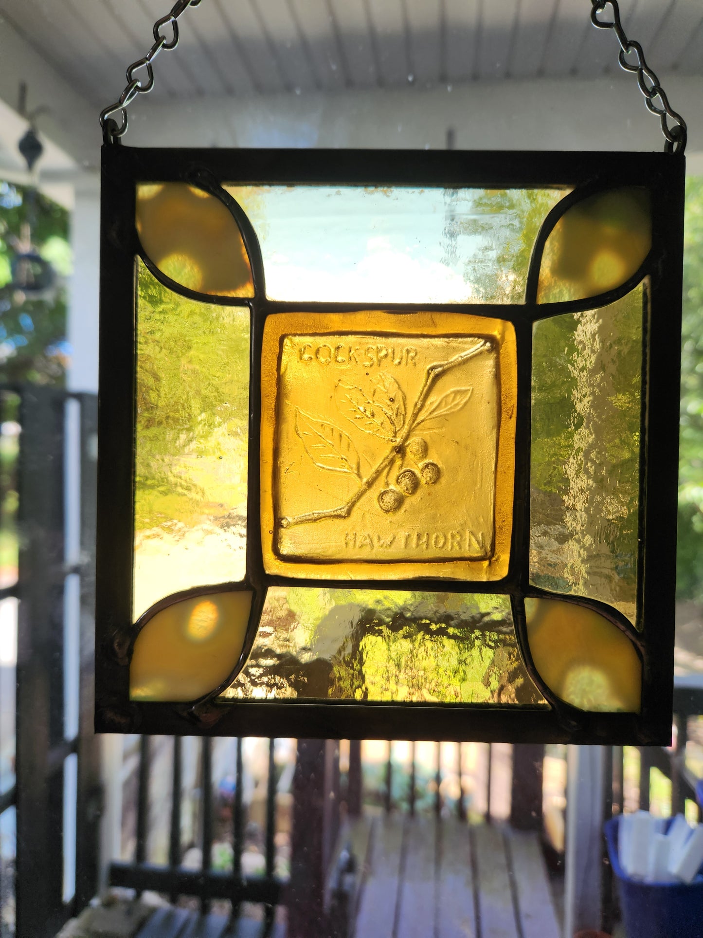 "Cockspur Hawthorn" Stained Glass Panel