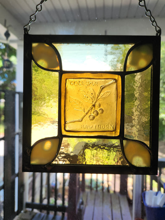 "Cockspur Hawthorn" Stained Glass Panel