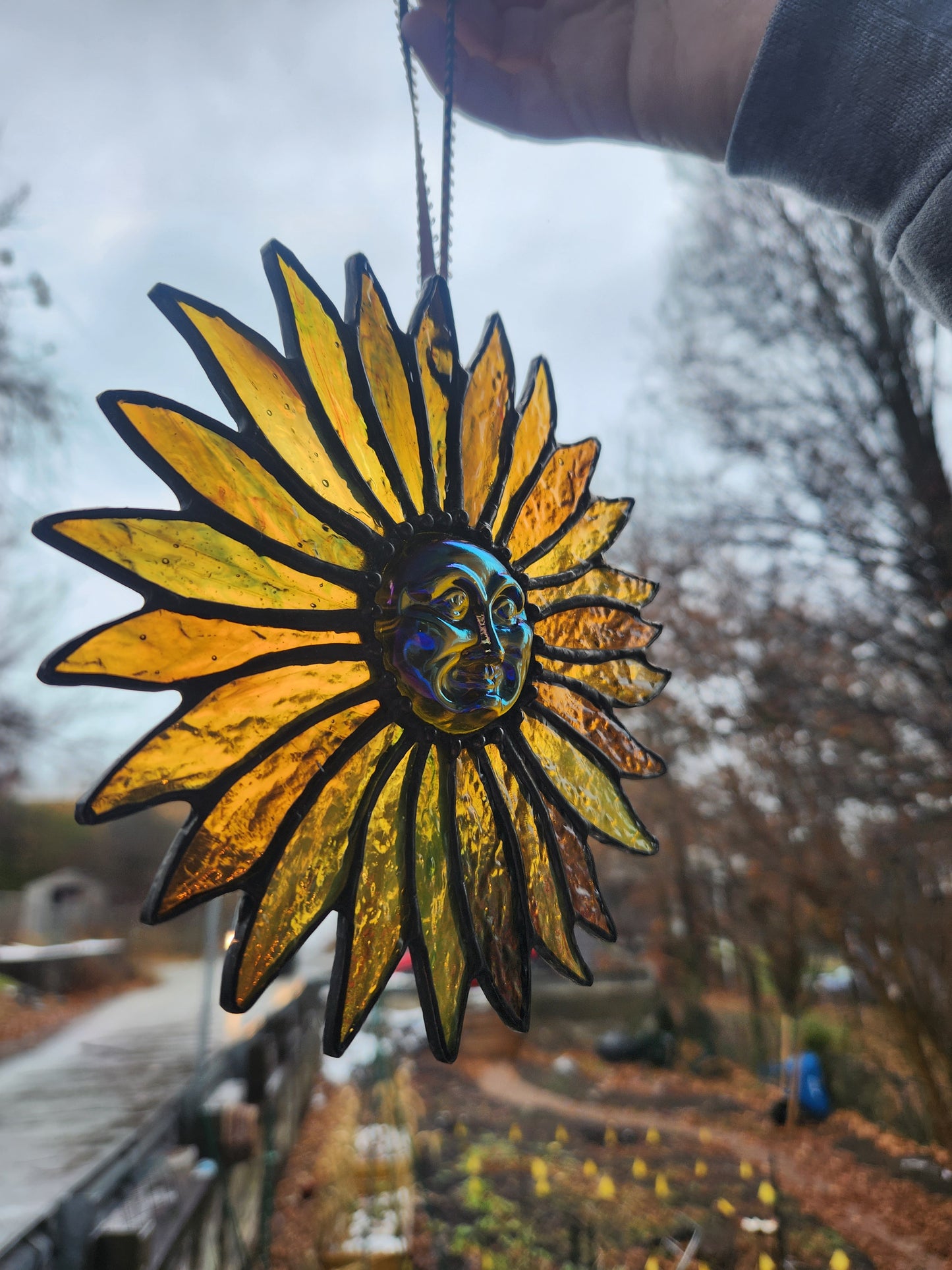 Dichroic Faceflower Stained Glass Suncatcher