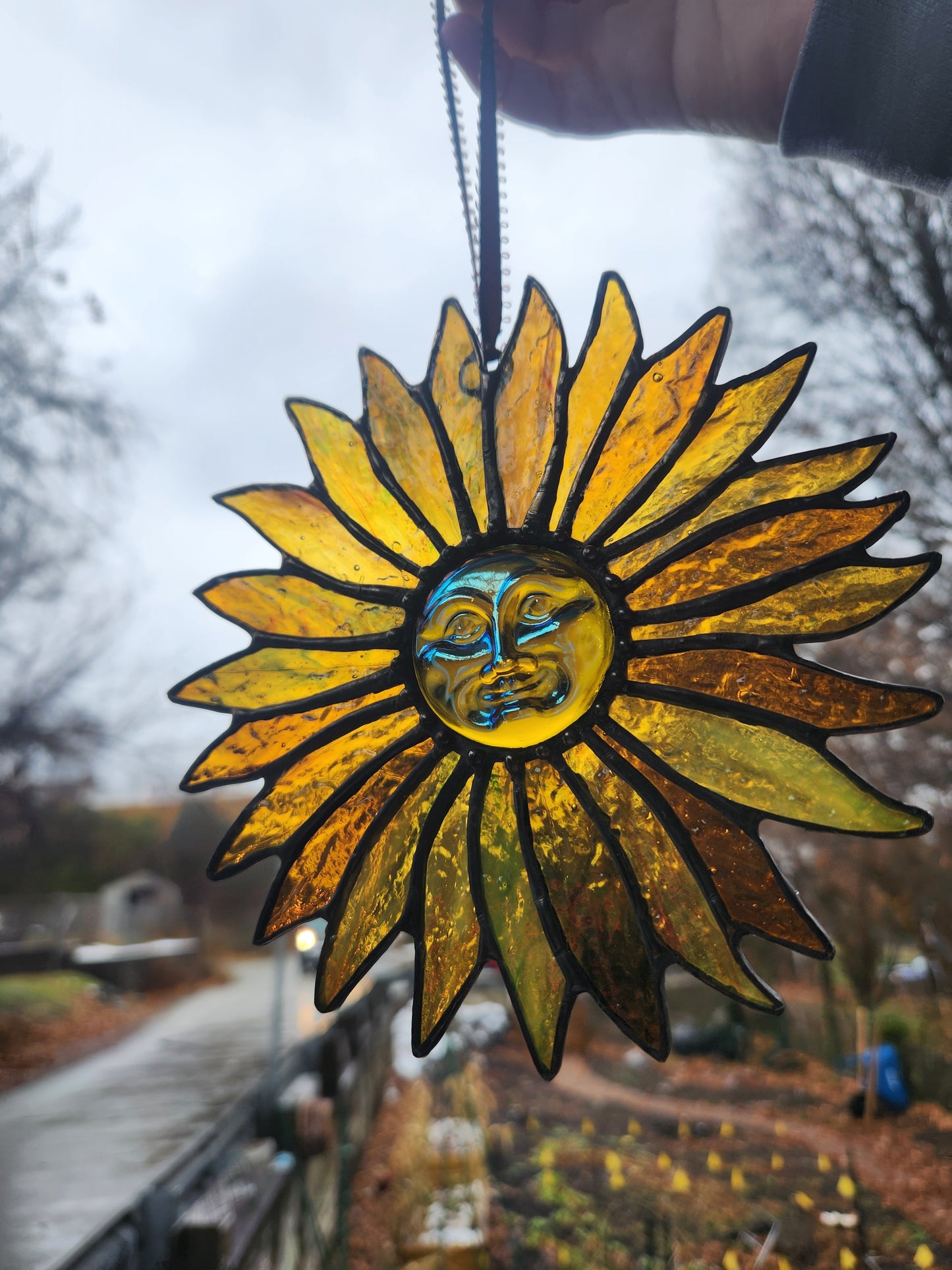 Dichroic Faceflower Stained Glass Suncatcher
