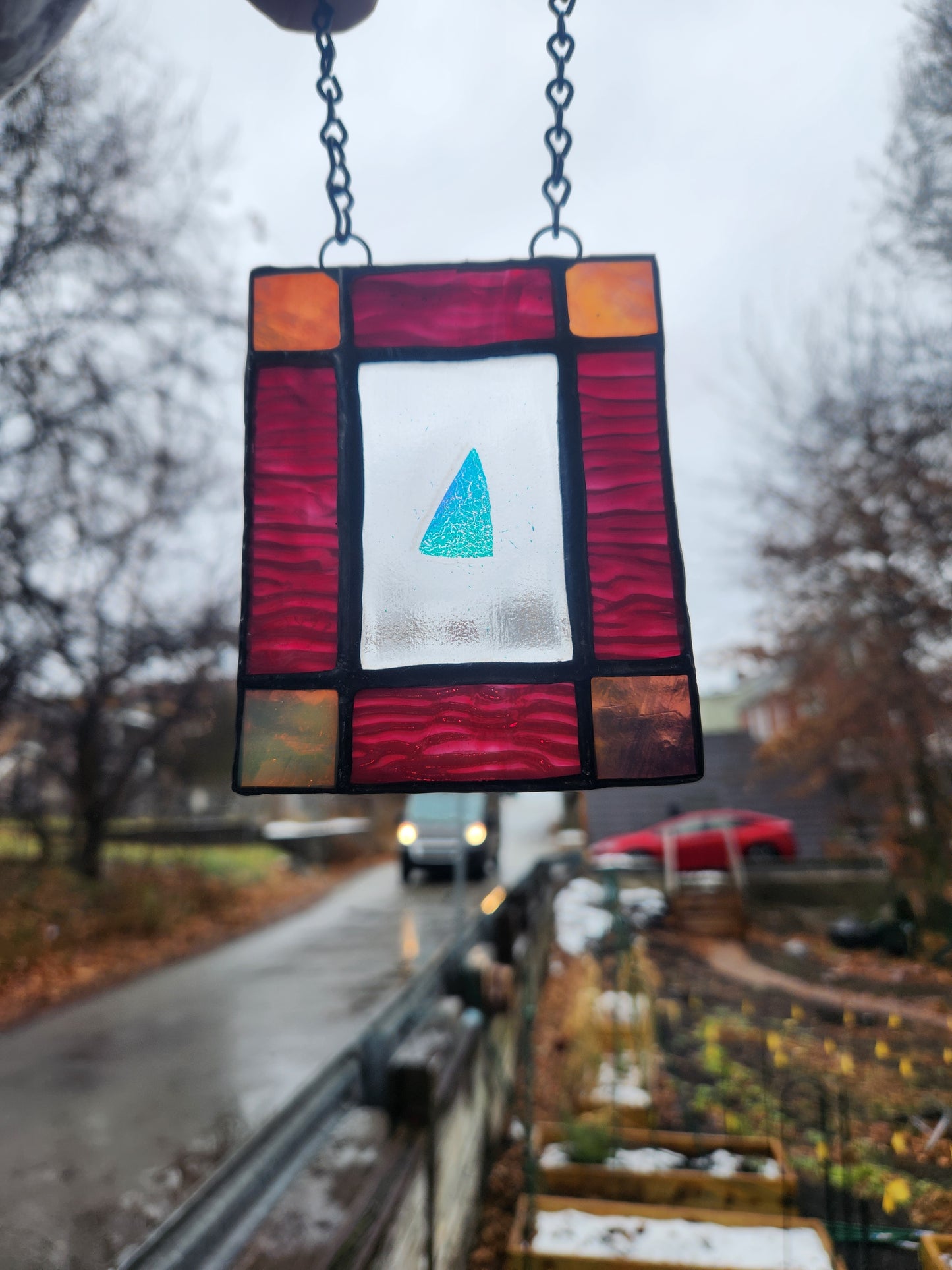 Dichroic Triangle - Stained Glass Suncatcher