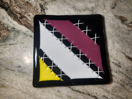 Nonbinary Flag Sewn Glass Fused Trivet